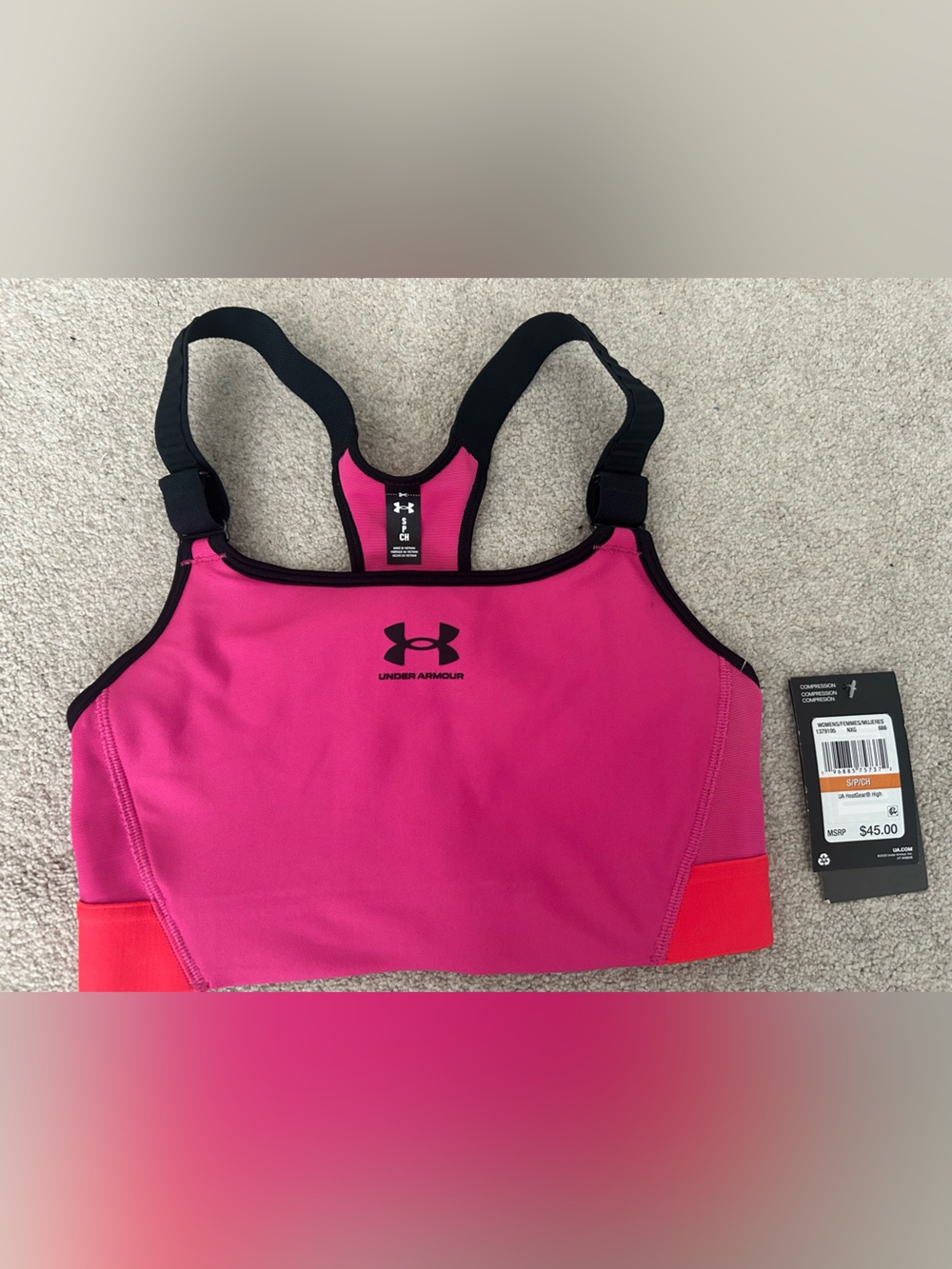 Under Armour Hot Pink & Black Womens Sports Bra